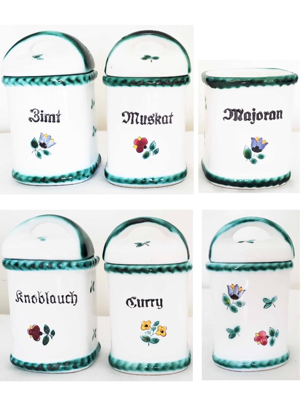 Gmundner Vintage Keramik Pottery Austria Set of Spice Jars Set of 5